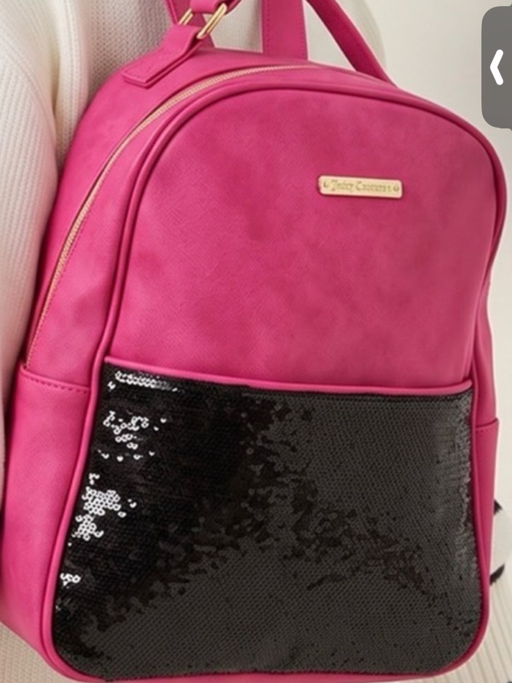 Juicy Couture Hot Pink Backpack with Black Sequin Pocket